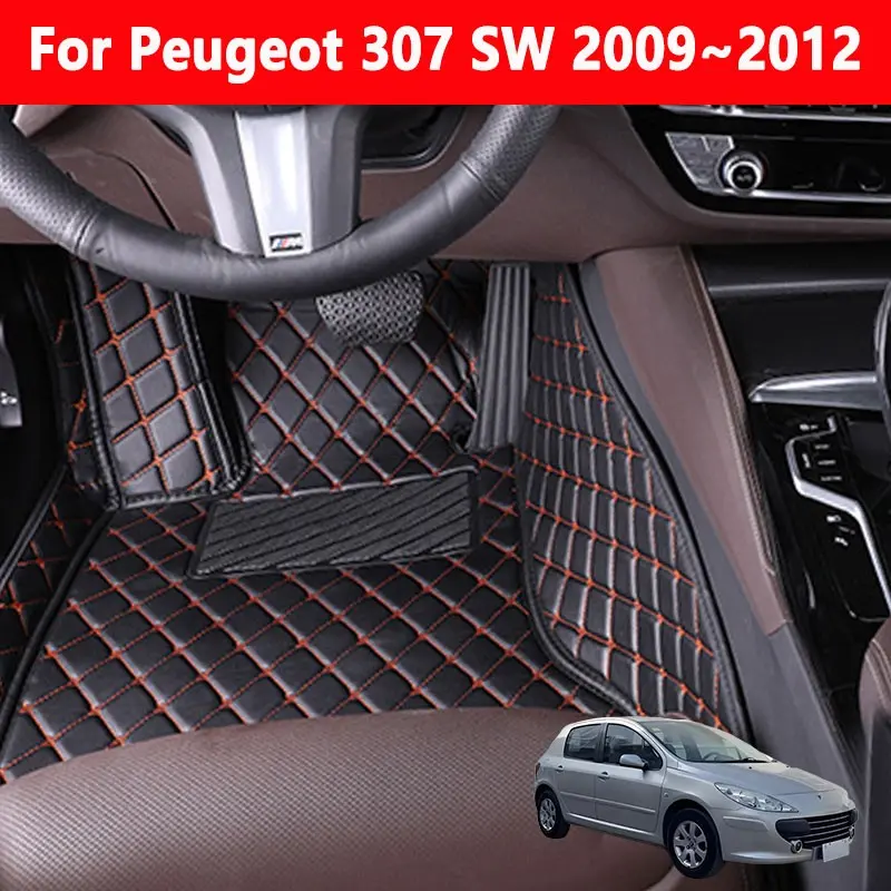 LHD PU leather car floor mats for Peugeot 307 SW 2009~2012，durable and easy to clean Removable specialized leather floor mats Provide anti-stain protection for car interiors suitable for use all year round They are not available for sale in the UK