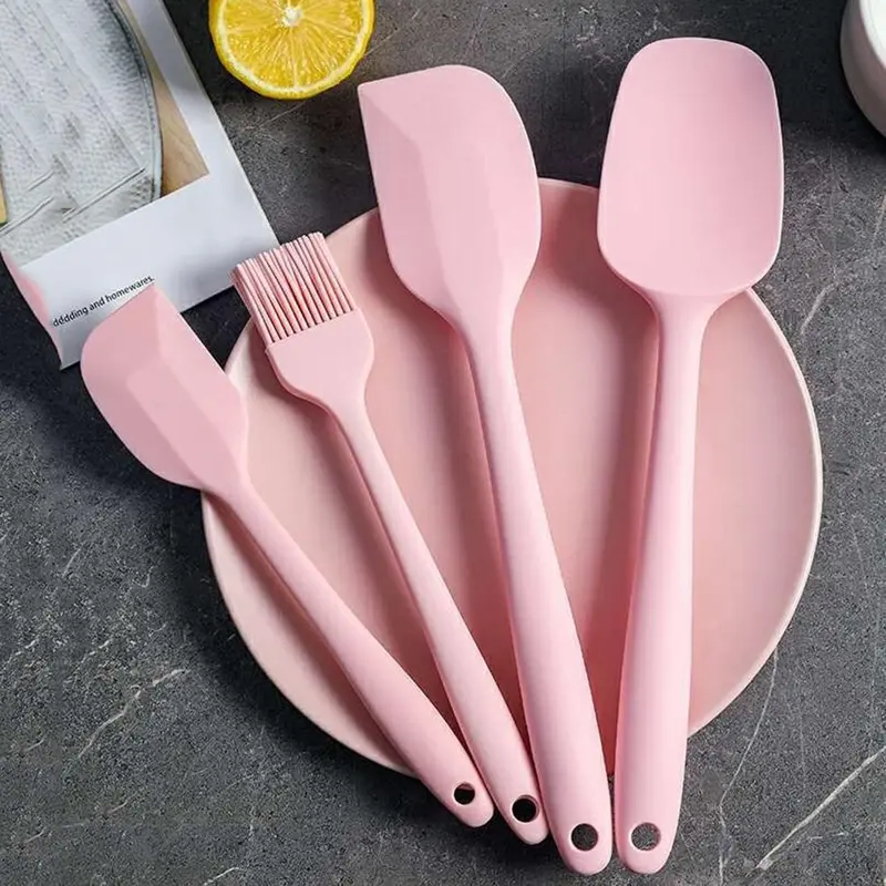 4pcs/set Silicone Baking Utensils Set, Including Spatula, Brush, Scraper, Kitchen Baking Tools, Baking Supplies