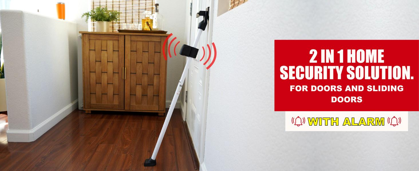 Securityman Door Security Bar with Alarm| Sliding Door Security| Door Stopper (120 dB Extra Loud Alarm) Enjoy Peace of Mind with Durable, Heavy Duty Door Jammer Door Stop Alarm Stick Inside