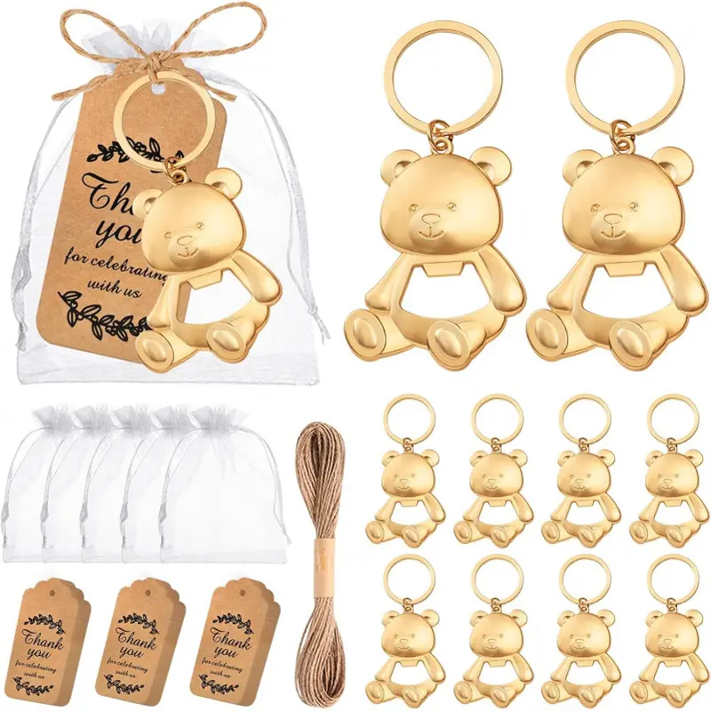 Bear Shaped Bottle Opener Keychain, Cute Bear Bottle Opener Key Chain, Guest Party Favors Return Gifts for Gender Reveal Party, Wedding, Kitchen Bar Party Supplies
