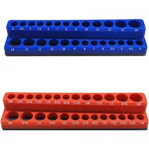 2 count  Socket Organizer Set - 1/4 Inch Drive Metric SAE Socket Holder Tool Trays  Sockets Storage Rail Holds 52 Standard and Deep Sockets for Tool Box Carts Drawer (1/4")