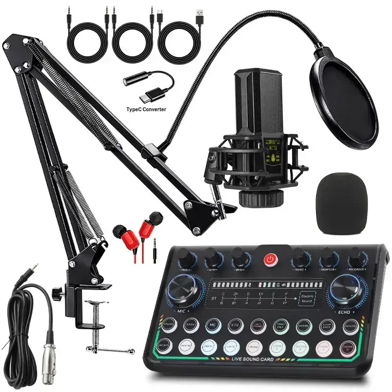 Safring 2026 Upgraded Podcast Equipment Bundle, Recording Studio Package with Pro Audio Interface(4 Customize SE) and Podcast Microphone for Gamer Podcasting, Recording, Singing, Streaming #Summervibes