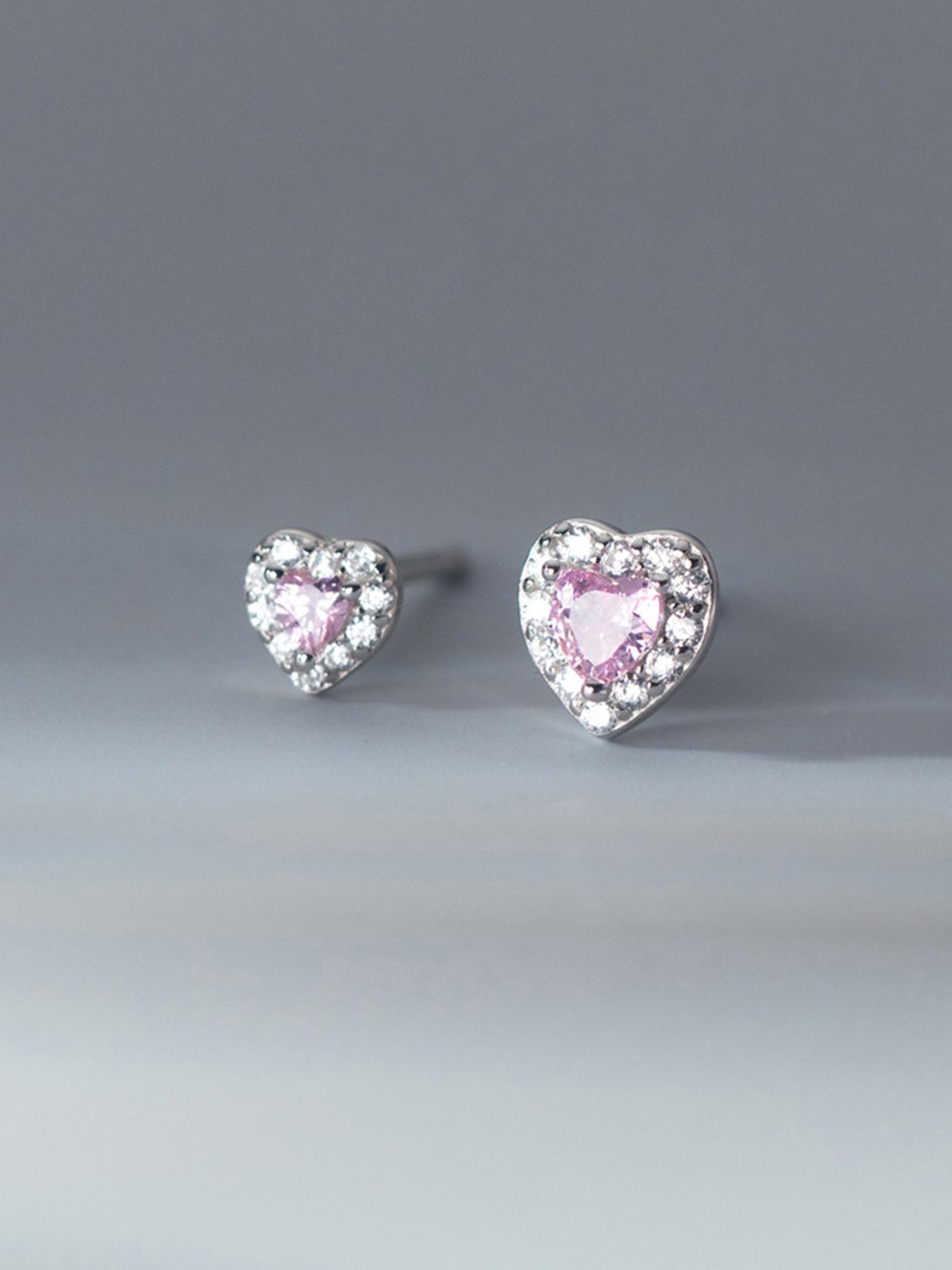 925 Sterling Silver Fashionable Heart Shaped Earrings, Elegant Jewelry for Women, Daily Clothing Decor, Trendy All-match Jewelry for Birthday Gift, Stud Earrings Jewelry