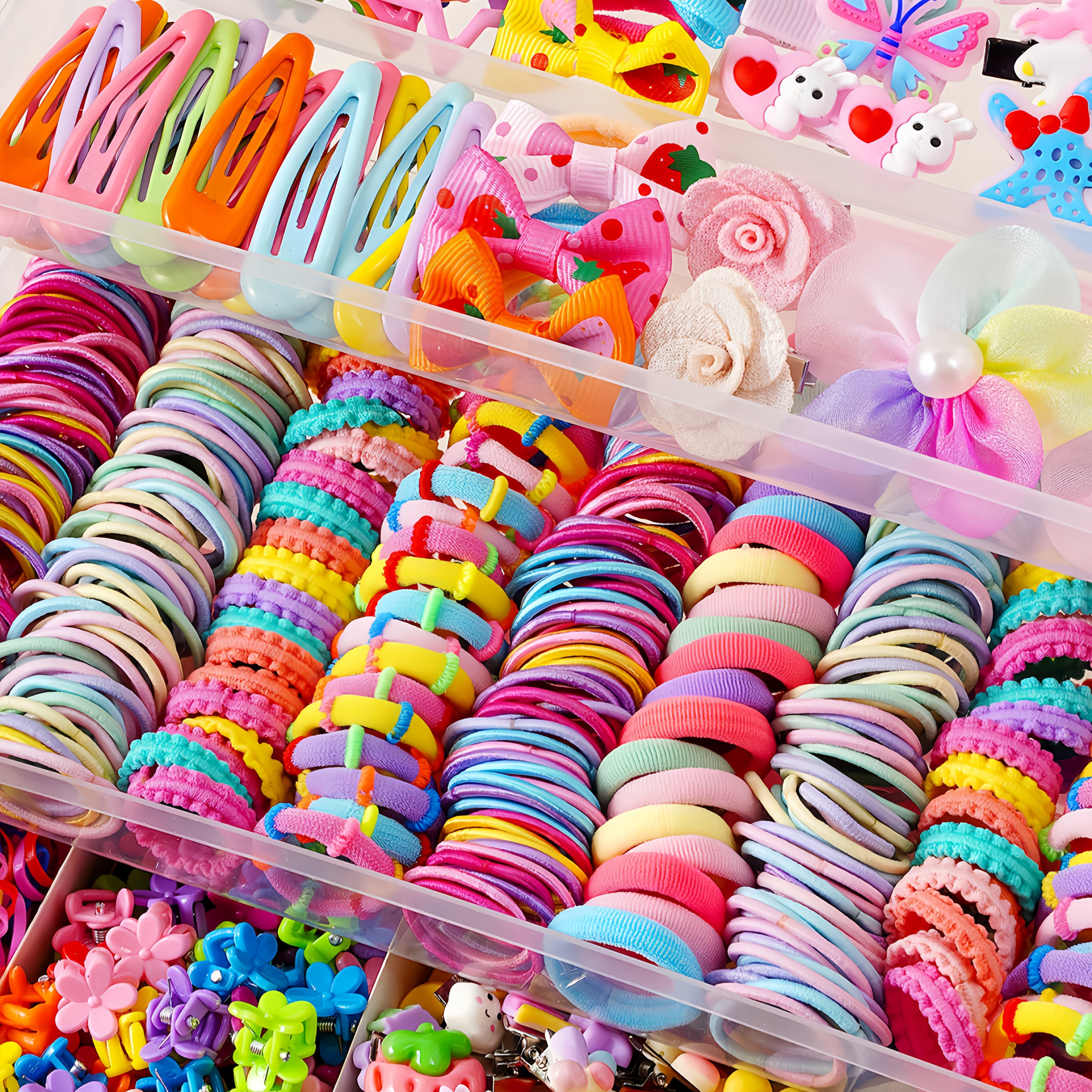 (New)[Hair Accessory Set] 200pcs/618pcs Dopamine Sweet Hair Accessory Set For Little Girls With Combination Of Bow Clips,  Princess Clips, Star & Teardrop Hair Clips, Flower Clips, Simple Hair Ties. Suitable For All Seasons, Excellent Gift hion Lovers