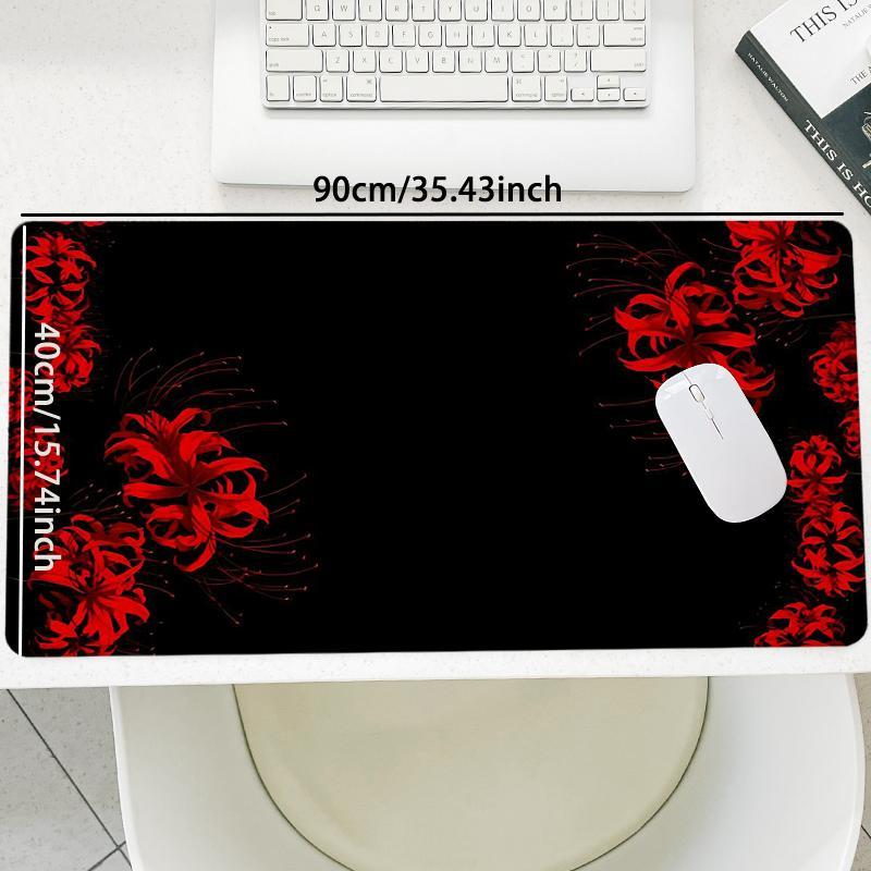 Flower Pattern Mouse Pad, 1 Count Rectangle Gaming Mouse Pad, Non-Slip Rubber Base Stitched Edge Desk Pad for Laptop Desktop, Gaming Desk Accessory