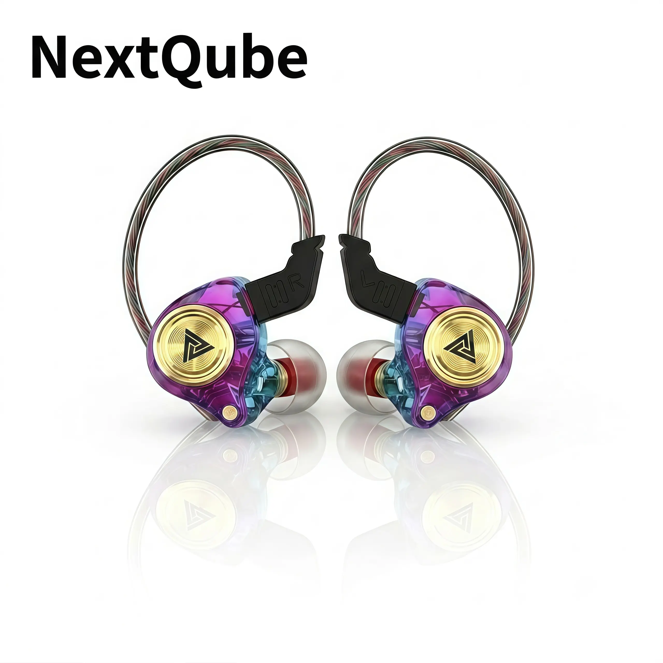 Nextqube Wired IEM In-Ear Monitor Headphones - Hybrid DD & BA HiFi Audio Earbuds with 3.5mm Jack, Mic, Detachable Cable, Noise Reduction, ABS Plastic - Single Pair Wired Earphones for Singers, Gaming Earbuds Compatible with Mobile/PC, Stereo Cable