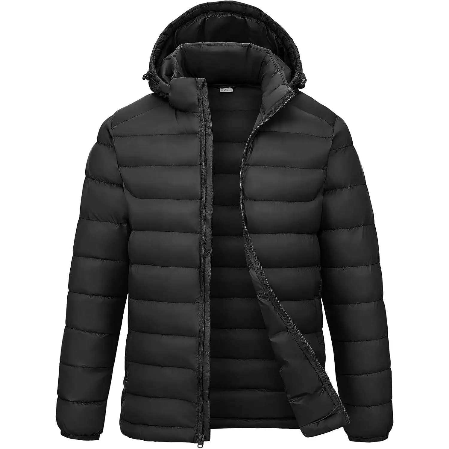 Men's Lightweight Water-Resistant Insulated Puffer Jacket with Detachable Hood(Gift)