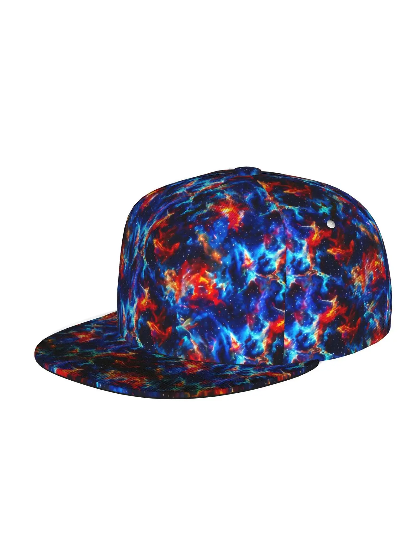 Colorful Galaxy Pattern, Men Women Unisex Flat Brim Baseball Cap, Hip Hop Streetwear Snapback Trucker Hat for Skateboarding Dance Outdoor Sports, Adjustable Punk Style Sun Hat Snapback