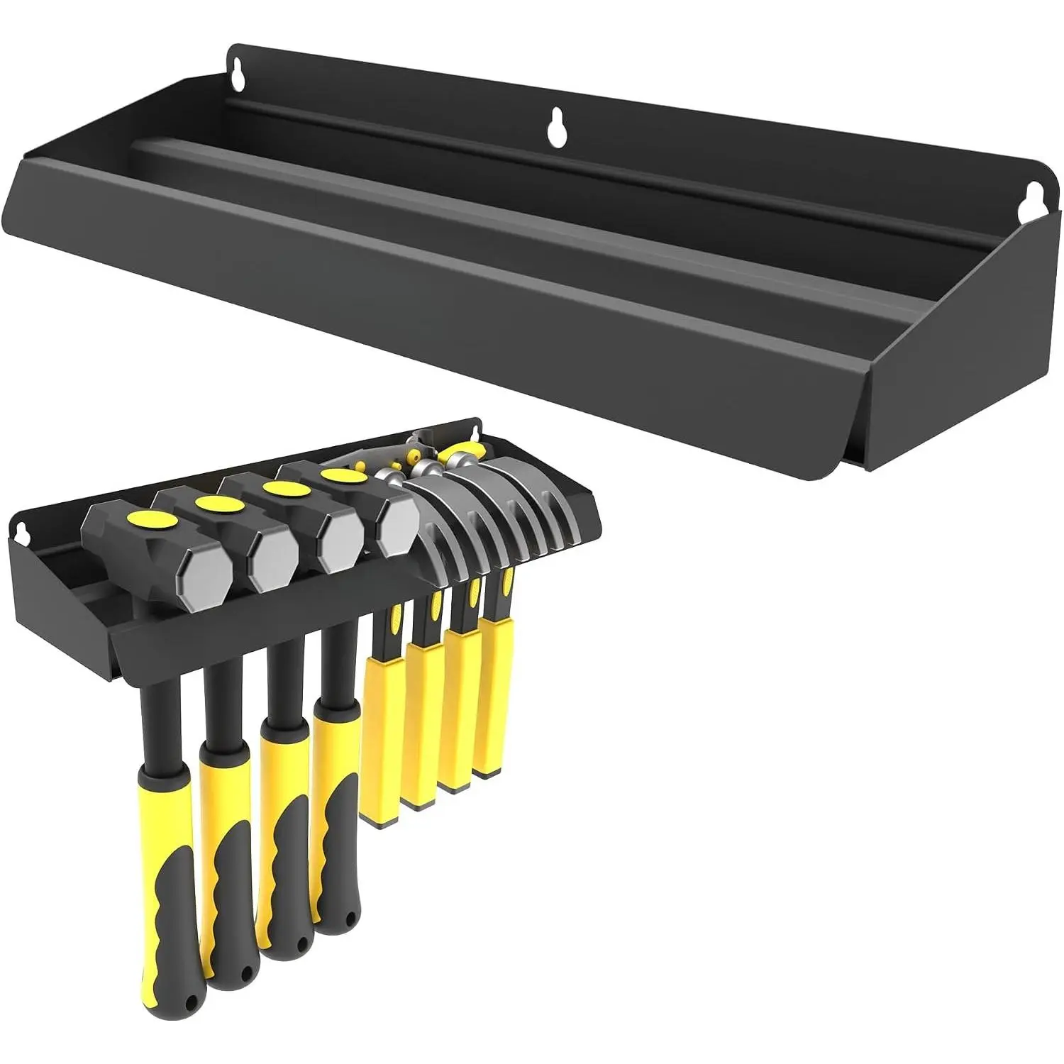 Heavy Metal Wall Mount Hammer Holder - Home Organizer Rack for Workshop, Flat Walls - Fits Hammers and Small Tools