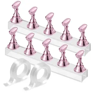 Nail Stand Acrylic Nail Art Display Stand Practice Nail Holder for Painting Nails Magnetic Practice Stands with Double-sided Tape For DIY Salon Supplies