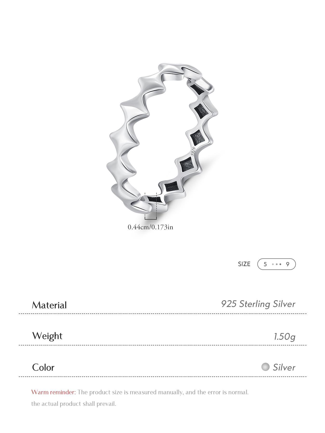 925 Sterling Silver Vintage Star Design Ring, Fashion Accessories for Women & Girls, Trendy All-match & Exquisite Jewelry for Birthday Gift