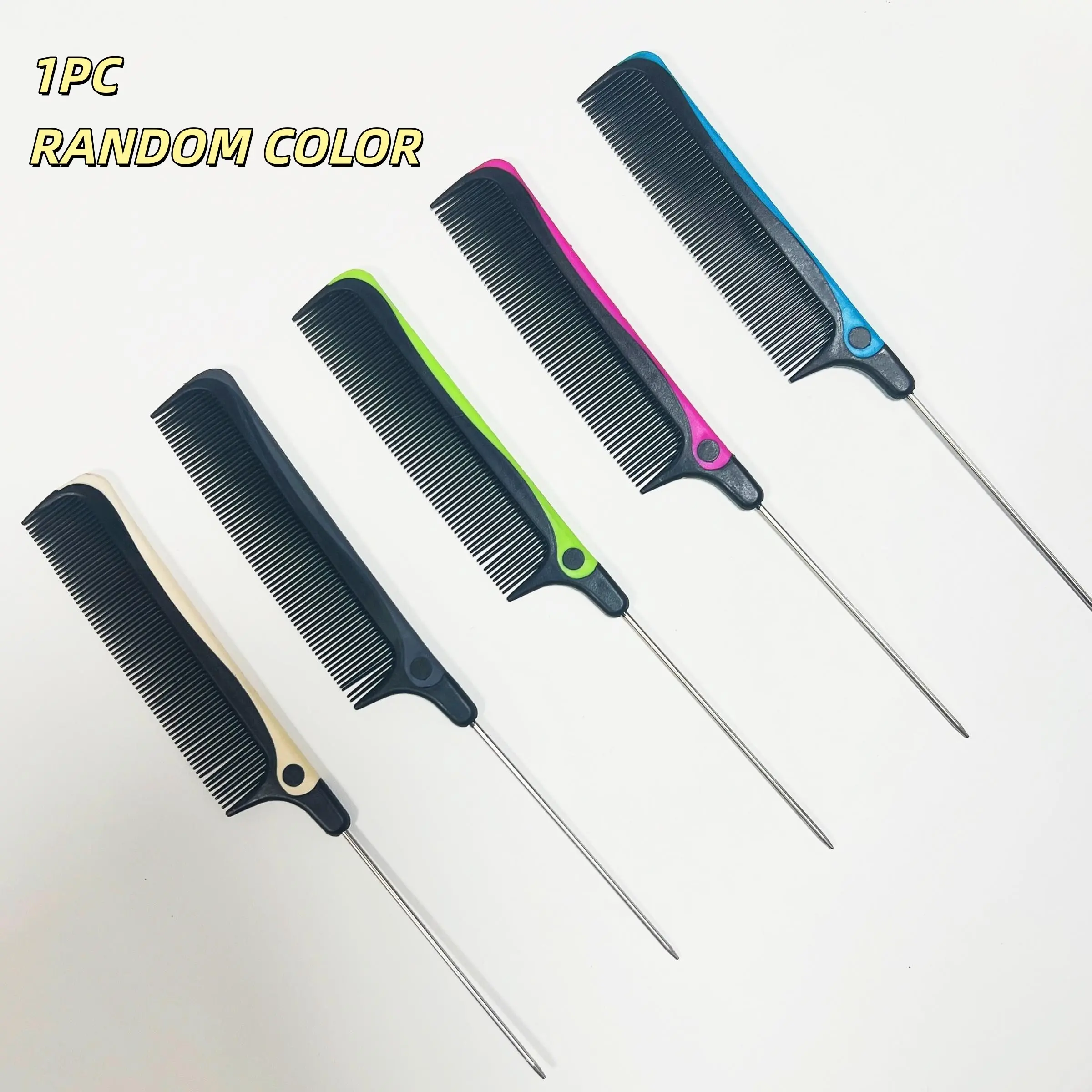 Professional Hair Comb with Steel Needle Tips, Fine Tooth Design for Smooth Styling, Hair Styling Tools, Ideal for Salons, Barbers, and Home Use, Random Color