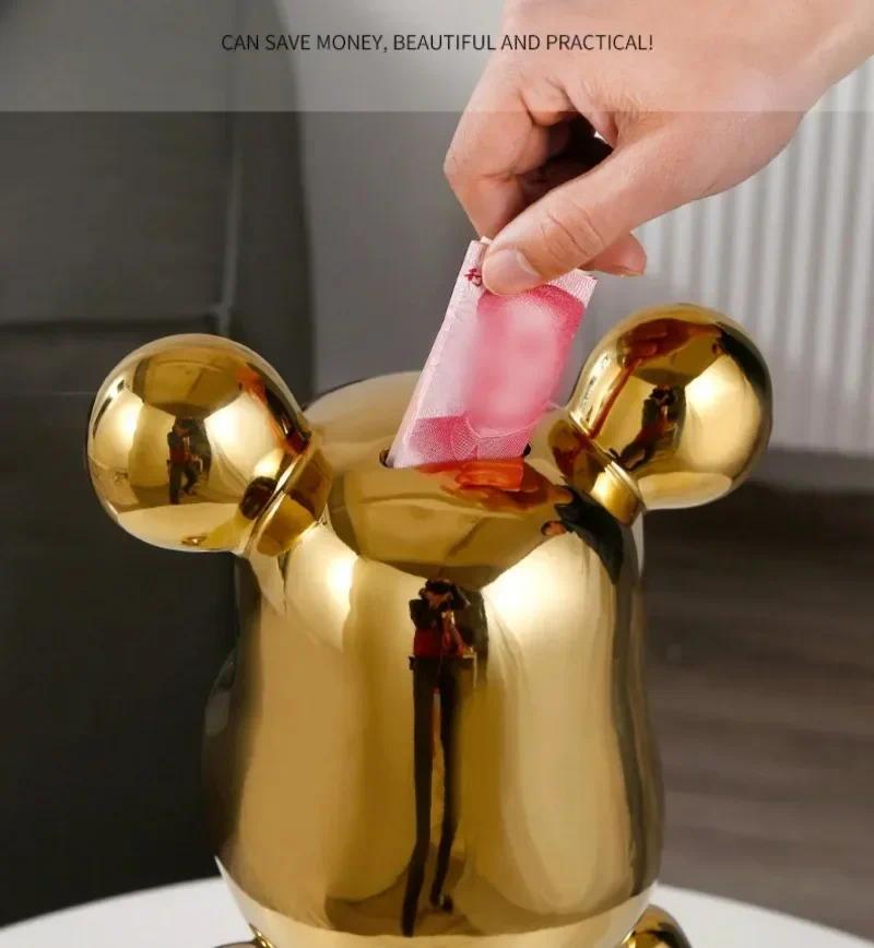 Aesthetic Bear Figure Catoon Ceramics Bear Statue Cute Animal Figurine Sculpture Luxury Livingroom Decoration Desk Accessories