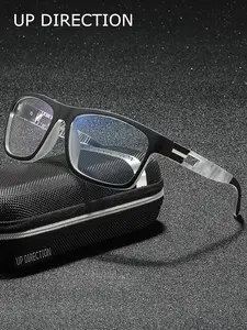 Up Direction Sports Style Anti Blue Light Glasses Square Frame Comfortable Nose Support Suitable For Daily Computer, Office, Gaming, Outdoor Travel Decoration And Dressing