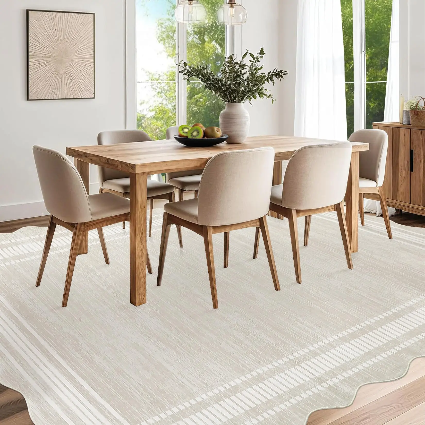 GARVEE Scalloped Area Rug 10x13 Washable Rugs for Living Room