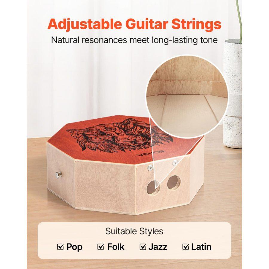 VEVOR Cajon Box Drum Wooden Birchwood Percussion Instrument Snare Wires Travel Bag