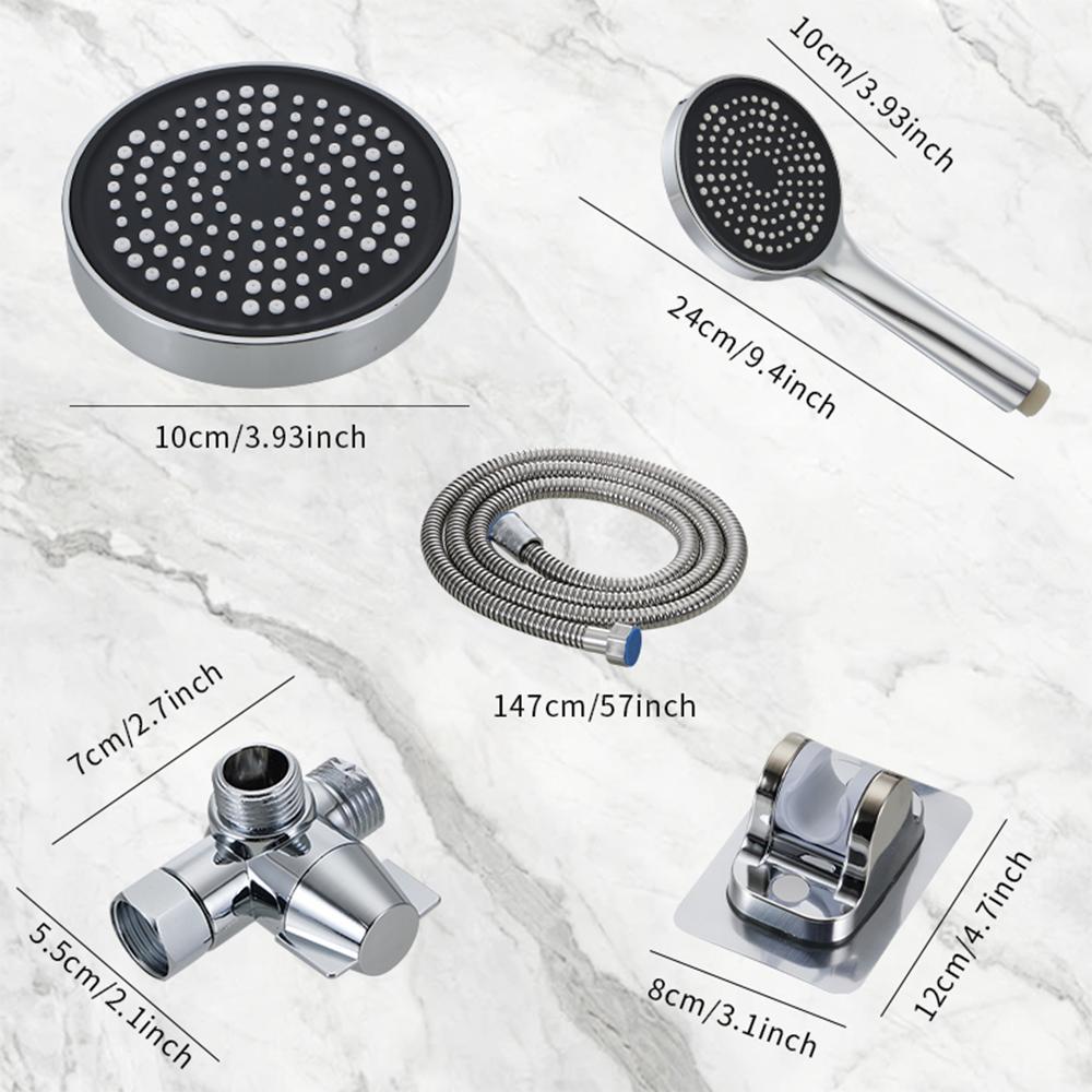 High-Pressure Shower Set, Handheld Spray & Fixed Nozzle, Wall-Mounted Bathroom Accessories, High Pressure Showerhead, Complete Installation Kit, Home Use, Adjustable Handheld Showers