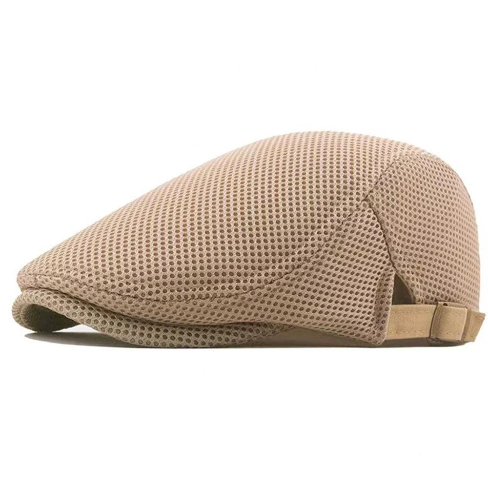 Hip Hop Berets Adjustable Newsboy Caps Men Mesh Ventilated Flat Cap British Style Summer Hats