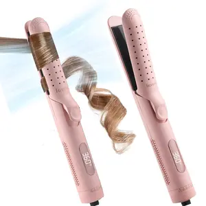 2 in 1 Ceramic Hair Straightener & Curler, 1 Box Anti Scald Hair Curling Iron with LED Display, Hair Styling Tool for Home & Salon Use, Gifts