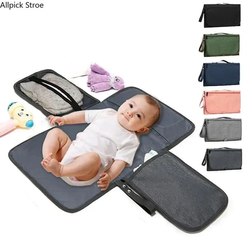 Portable Diaper Changing Pad for Baby, Waterproof Travel Changing Pad with Pockets, Foldable Baby Changing Station for On-the-Go Diaper Changes, Newborn Essentials, Baby Must Haves, Baby Registry & Baby Shower Gift for Moms