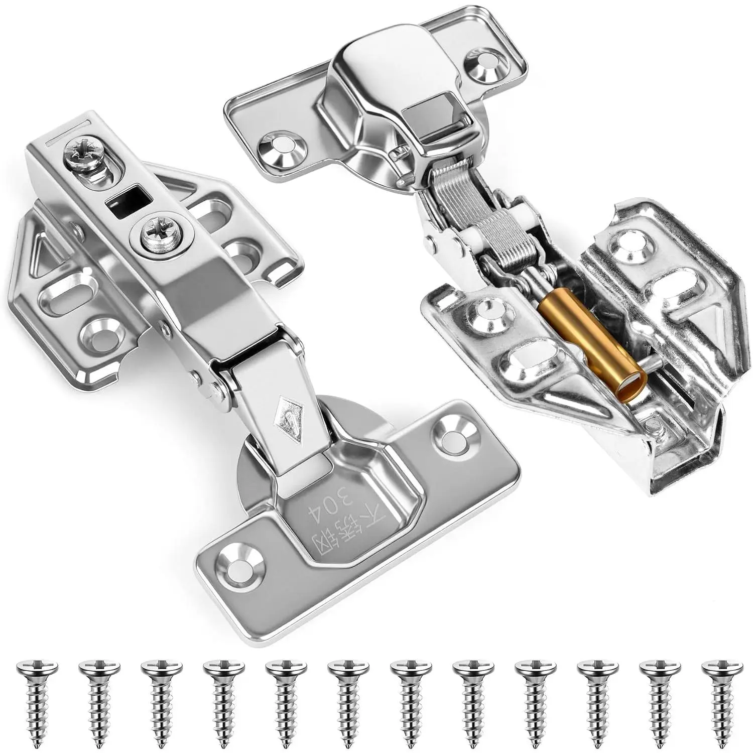 1 Pair 2 Packs Full Overlay Kitchen Cabinet Door Hinges, 105° Frameless Concealed Soft Close Adjustable Cabinet Hinges for Older Cabinets, Easy Installation