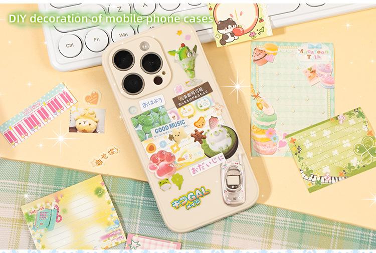 Kawaii Stickers 72sheets/pack Cute cartoon style Mixed materials Multipurpose scrapbook DIY decorative collage