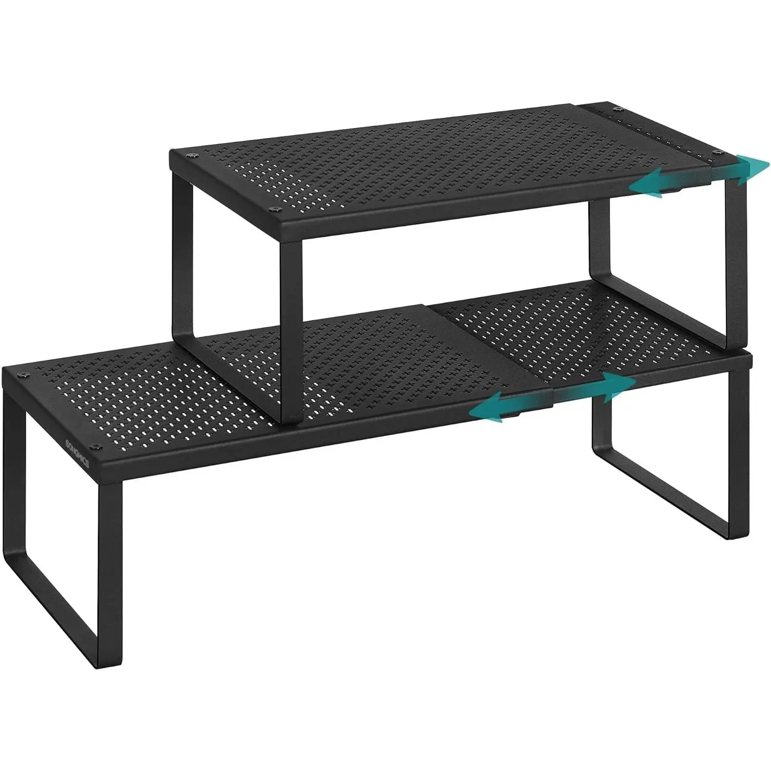 Spice Racks, Set of 2 Expandable Kitchen Countertop Shelves, Small Cupboard Organizers, Metal, Space-Saving Tabletop Shelves, Matte Black UKCS402B01