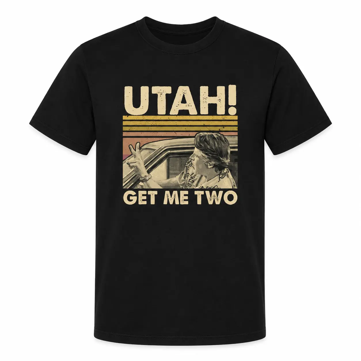 Funny “Utah Get Me Two” Retro Quote Graphic Tee, Vintage College Fan T-Shirt for Men & Women, Casual Unisex Shirt