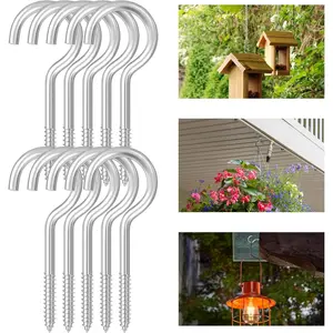 4 Inch Large Heavy Duty Screw Hooks, 10 count Ceiling Hooks for   Indoor and Outdoor Use