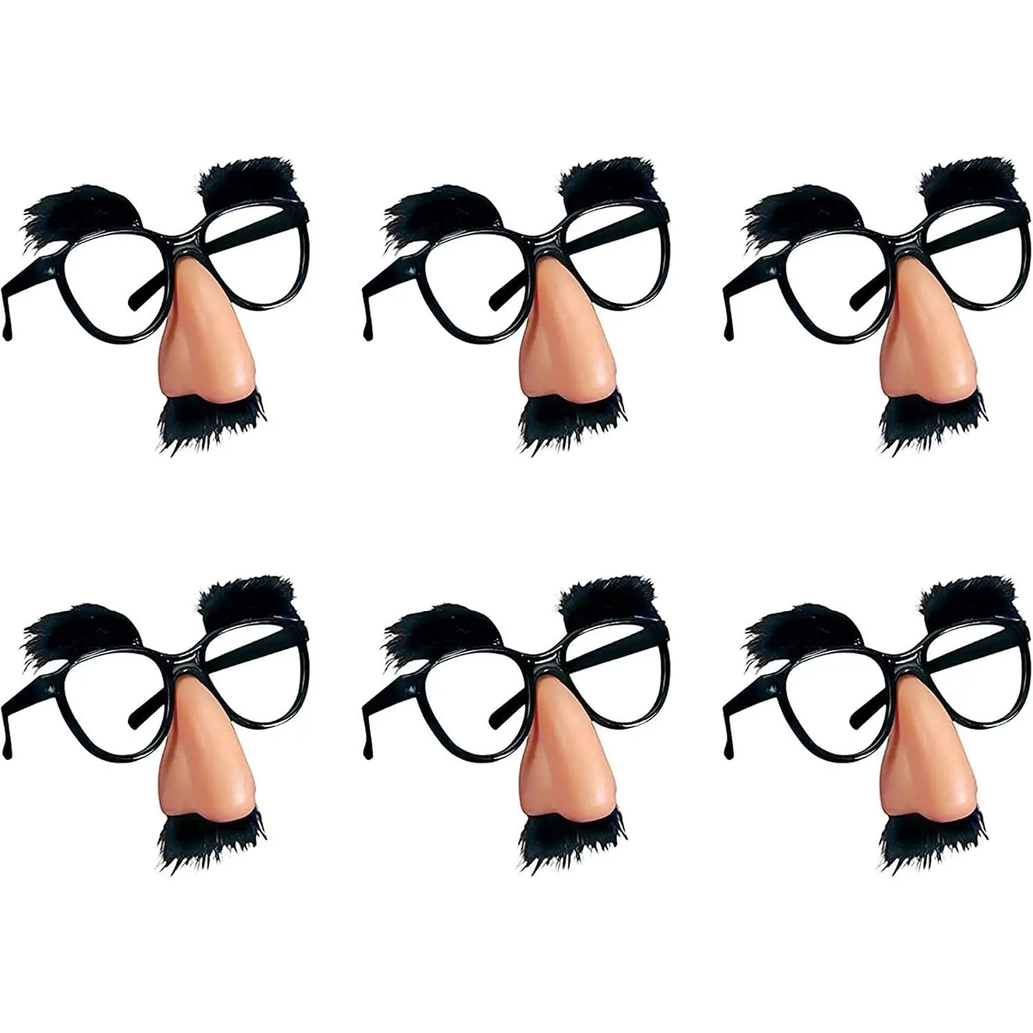 6 PCS Disguise Glasses with Funny Nose with Eyebrows and Mustache Perfect Party Favors for Costume Halloween and Birthday PartiesGift