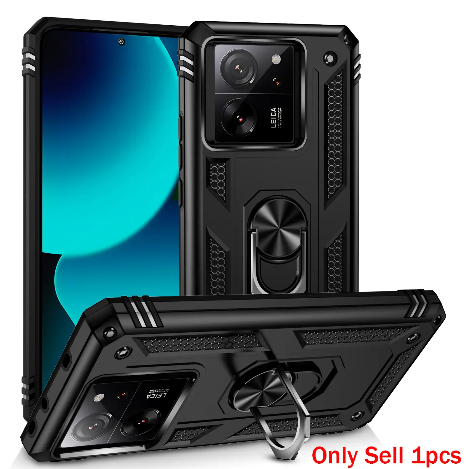 Case for Xiaomi 13T/13T Pro/Redmi K60 Ultra Durable Anti-Drop Thick Multi-Angle Adjustable Magnetic Metal Ring Stand, Stable Non-Slip Heavy Protection for Xiaomi 13T/13T Pro/Redmi K60 Ultra Case