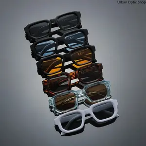 XUH 6-Pack Unisex Nylon Colorblock Square Frame Sunglasses, Lightweight Durable Eyewear with Decorative Lenses, Comfortable All-Season Versatile Fashion Accessory for Daily Wear