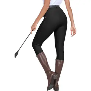 Women's Horse Riding Pants Full Seat Silicon Knee-Patch Equestrian Breeches Horseback Schooling Tights Zipper Pockets