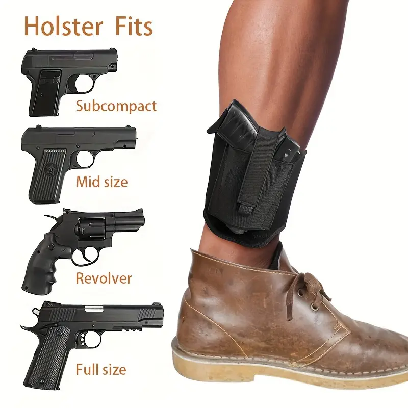 Comfortable, Padded Neoprene Ankle Holster – For Concealed Carry; Includes Magazine Pouch and Security Strap; Suitable for Men and Women; Fits Small to Medium-Sized Handguns and Revolvers; Highly Elastic.