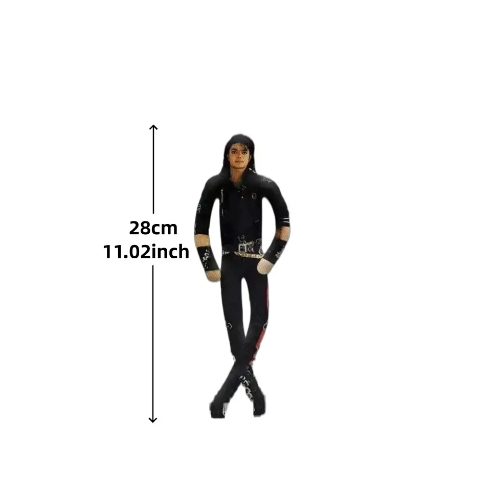 New movie 28cm Michael Jackson role-playing prop doll, bendable stuffed doll, plush doll with metal skeleton, Multi jointed collectible, joint activity and posing, double-sided printed, collectible gift for pop music fans, home decoration prop gift