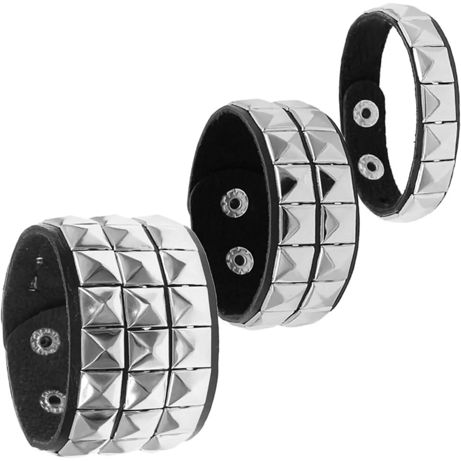 Studded Bracelet, 80s Leather Punk Rock Goth Gothic Bracelets for women men 3 count