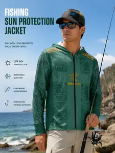 Mexico Sun Protection Fishing Suit, Mixed Color Hooded Sports Jacket, Outdoor Fishing, Sailing, Hiking, UV Blocking Fabric