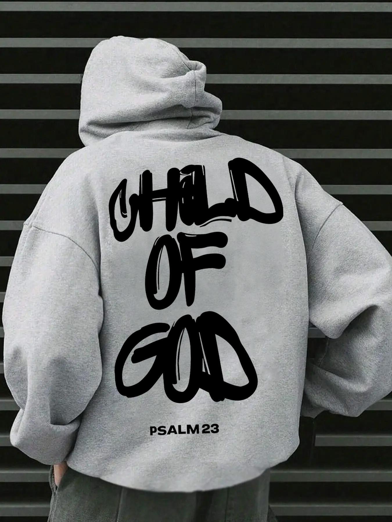 Unisex's Letter & Figure Print Drop Shoulder Hoodie, Street Fashion Drawstring Pocket Hooded Sweatshirt for Daily Holiday Outdoor Wear, Unisex's Clothes for Fall & Winter, Athletic Hoodie