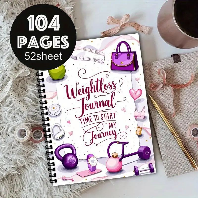 Women's Weight Loss Journal Spiral Notebook, Health & Fitness Tracking Tool, Self-Motivation Planner, Perfect Gift for Friends