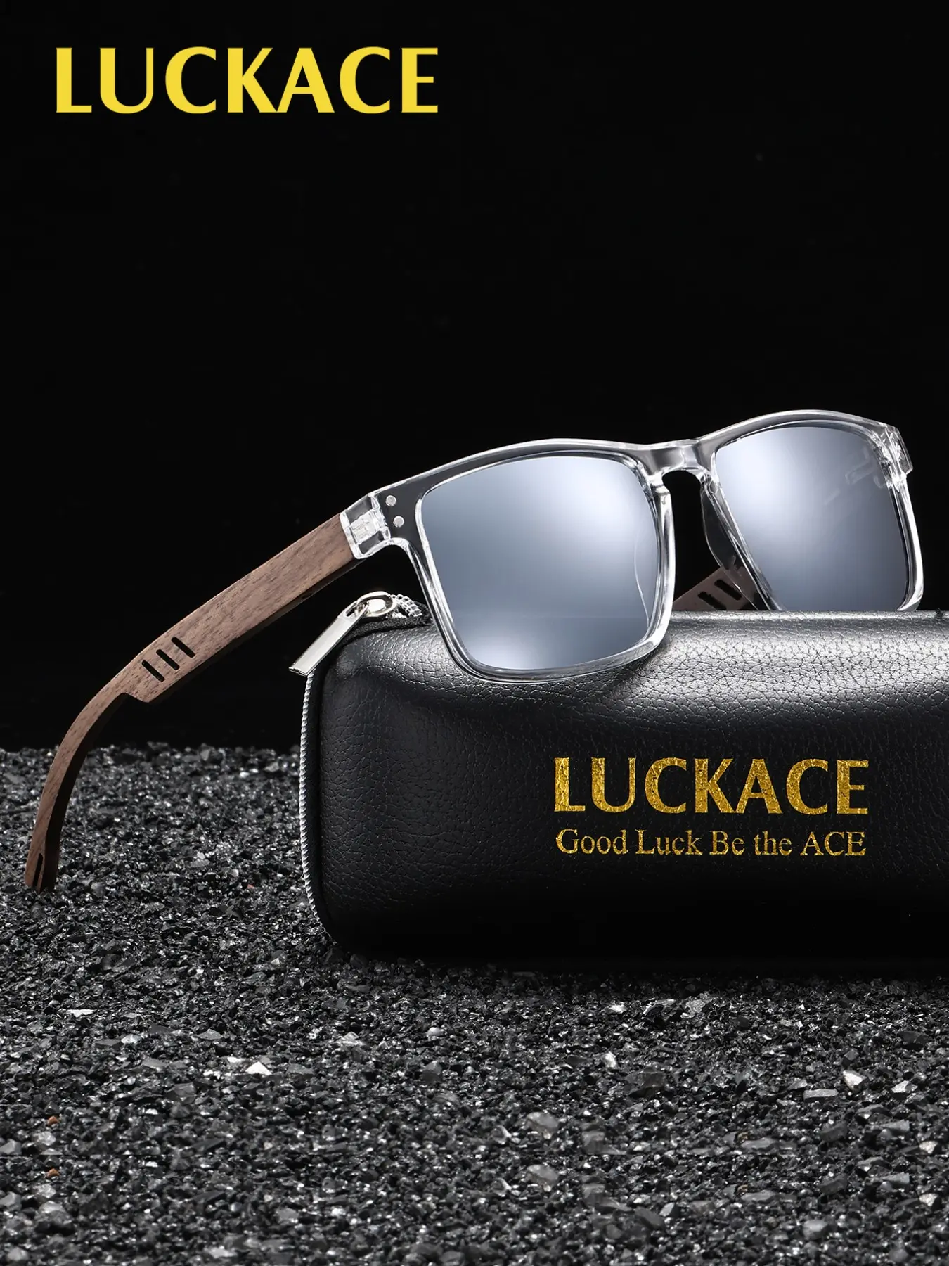 LUCKACE Lightweight And Comfortable Nose Pads, Polarized Sunglasses, Men'S And Women'S Square Frames, Fashionable Wear And Accessories, Uv Protection For Driving And Travel, Reducing Glare, Unisex Lightweight Sunglasses