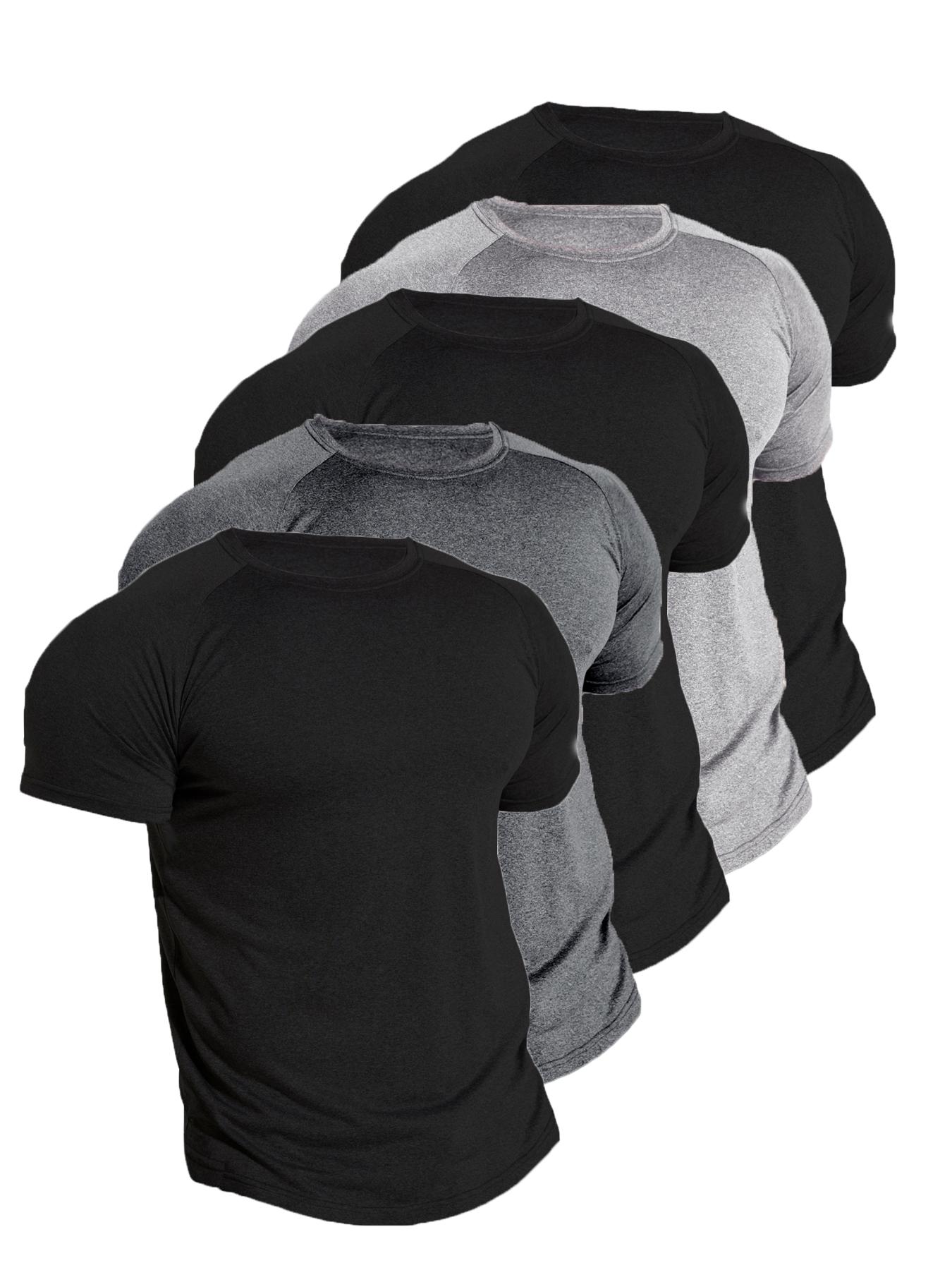 Men's Plain Round Neck Short Sleeve Sports Tee, Quick Drying Breathable Crew Neck T-shirt, Men's Sportswear for Gym Workout Running, Gym Wear