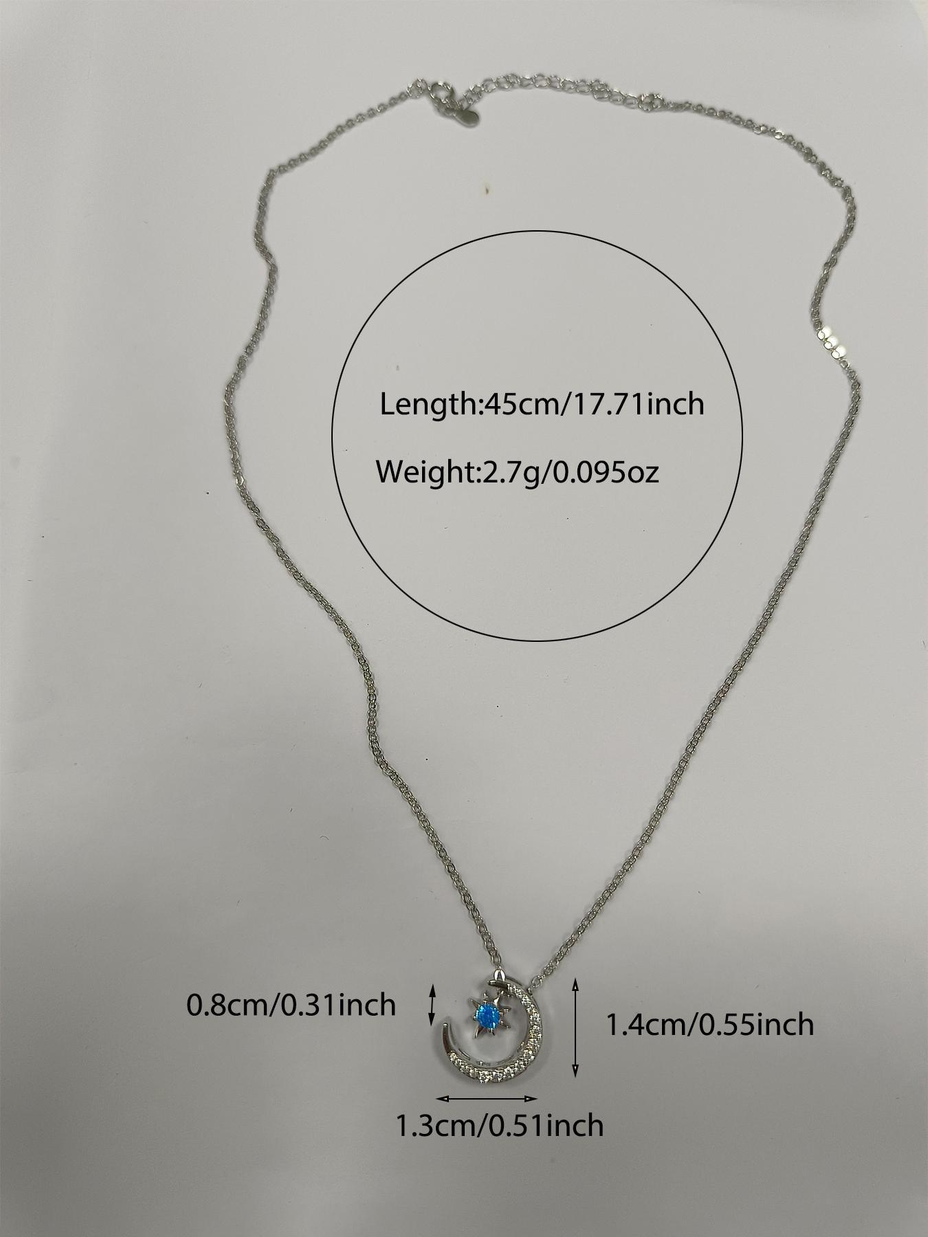 925 Sterling Silver Women's Star & Moon Design Pendant Necklace, Exquisite Trendy Pendant Necklace, Chic Jewelry As Gift for Girlfriend, High End Necklace