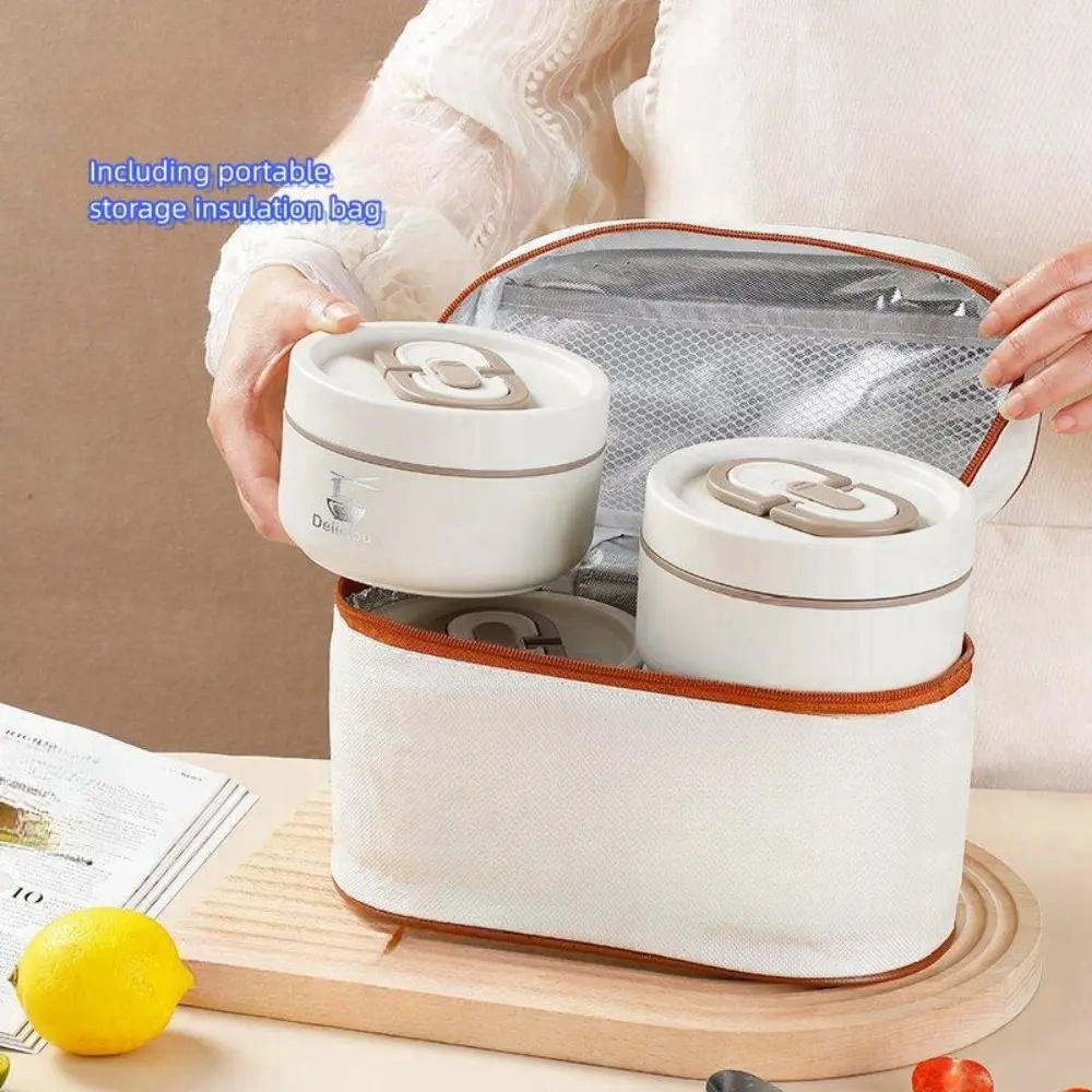 Stackable Insulated Lunchbox Set, 4 Portable Meal Containers & 1 Insulation Bag, Kitchen Essentials for Adults & Kids, Batch 202411