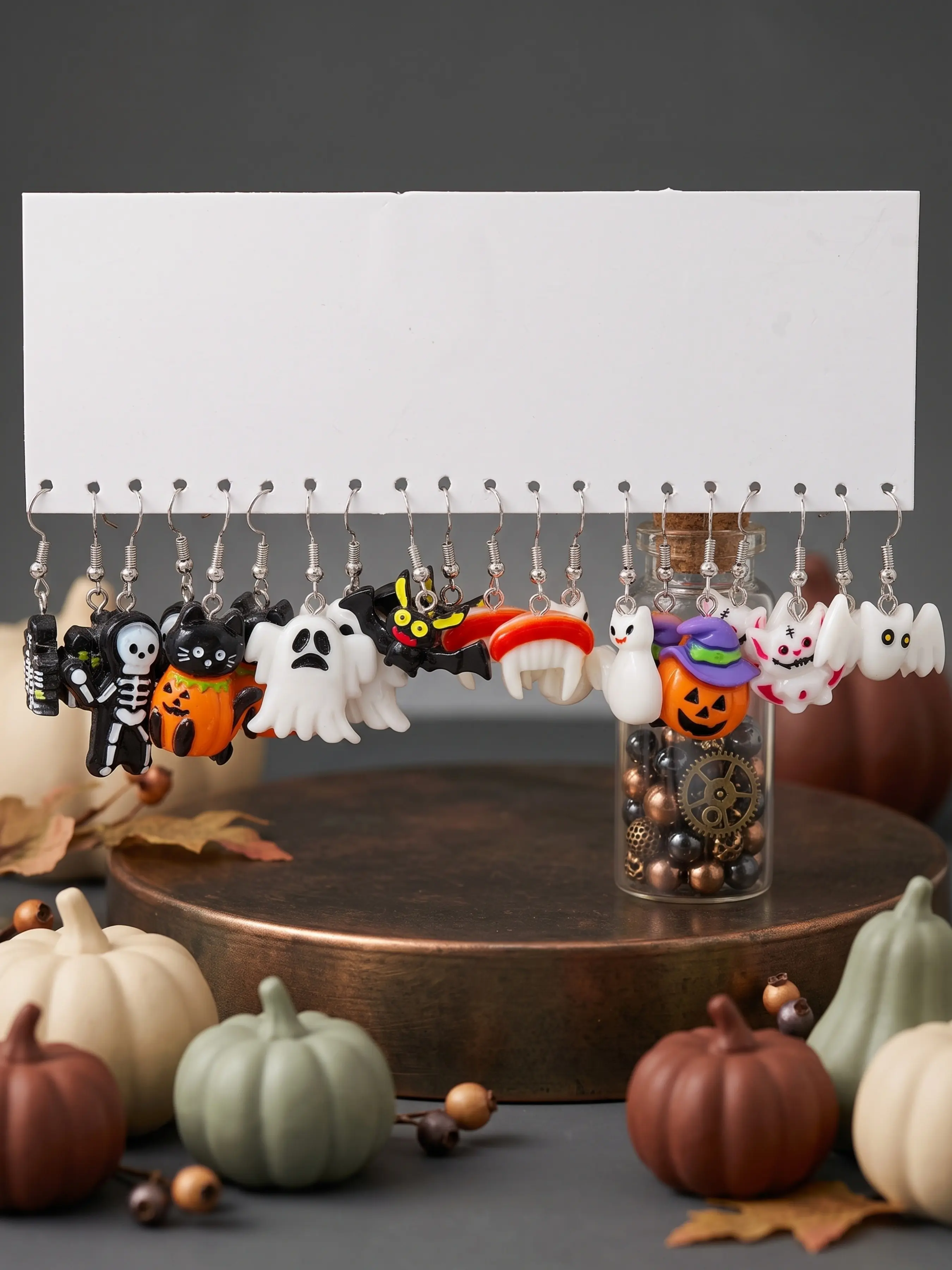 20 Pcs Halloween Earring Set, Cute Trendy Cartoon Devil Ghost Skull Cat Dangle Earrings, Festival Accessory for Girls, All Seasons