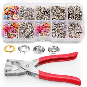 Metal Snap Button Kit with Fastener Pliers, 9.5mm Five-Claw Snap Buttons Set, No-Sew Snap Fasteners for Clothing, Baby Clothes, Crafts, Hats, Bags and DIY Sewing Repair