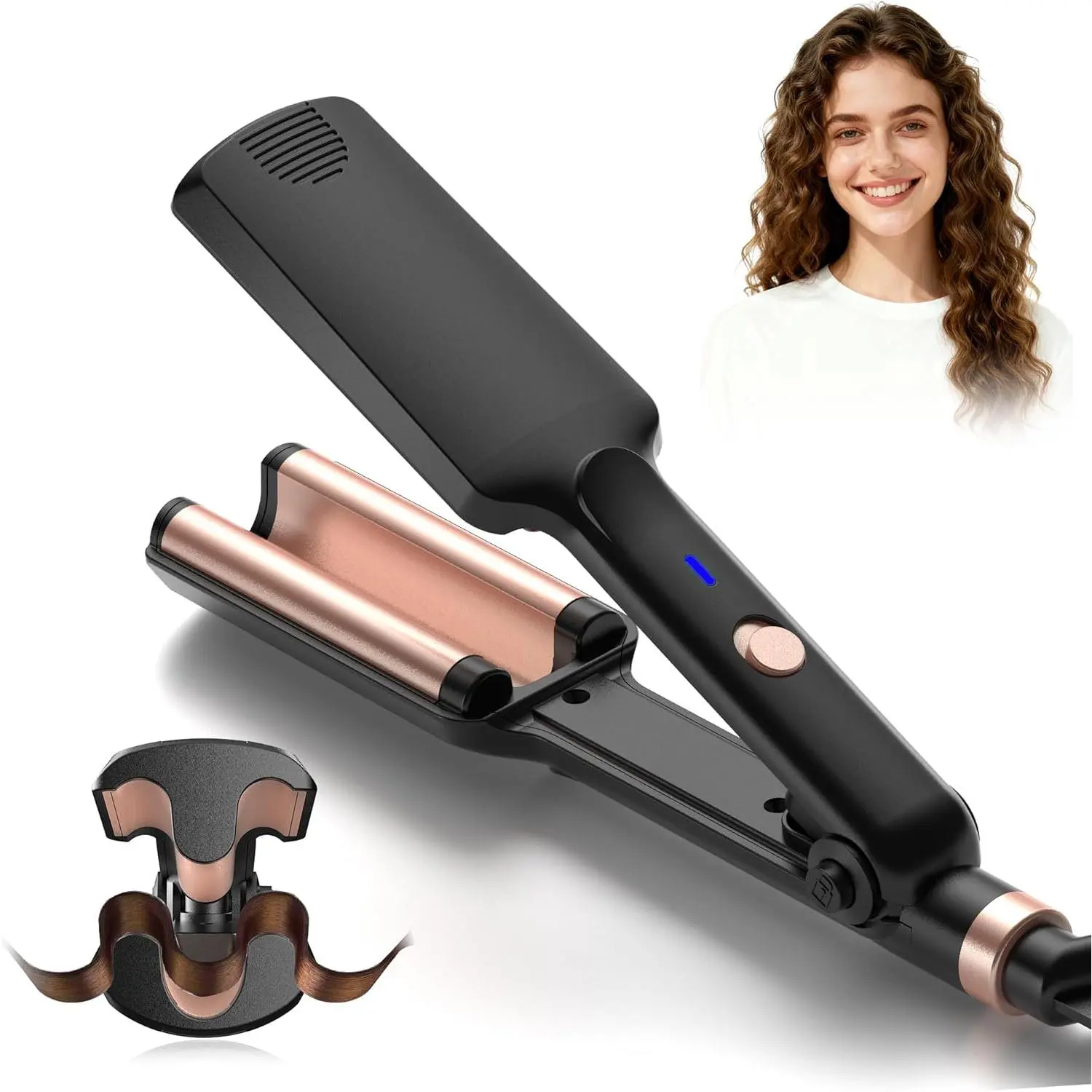Mini Hair Crimper for Women Heating up 390°F Waver Curling Iron 100-240V Crimping Iron for All Styles (9.5 Inch/1.5 Inch)