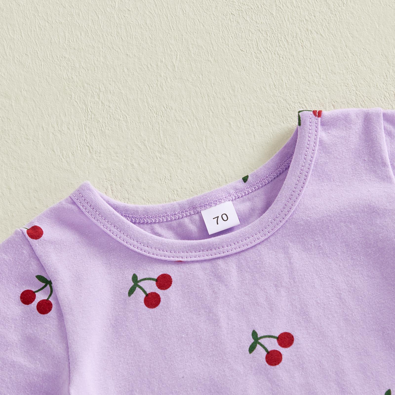 Toddler Baby Girl Summer Outfits Short Sleeve Cherry Print Tops + Shorts 2Pcs Clothes Set Little Girls Summer Clothes