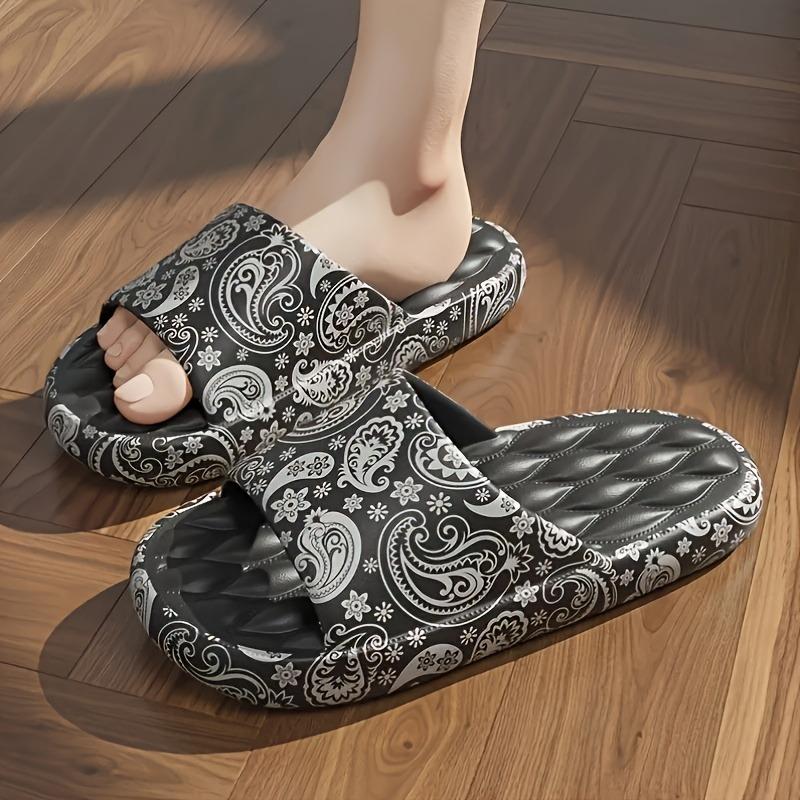Men's Casual Letters Print Slides, Soft Comfortable Black Bathroom Slippers, Non-slip Slippers for Indoor & Bathroom Use for All Seasons, National Day Offers, Footwear Walking Shoes Boy Flipflop Tsinelas