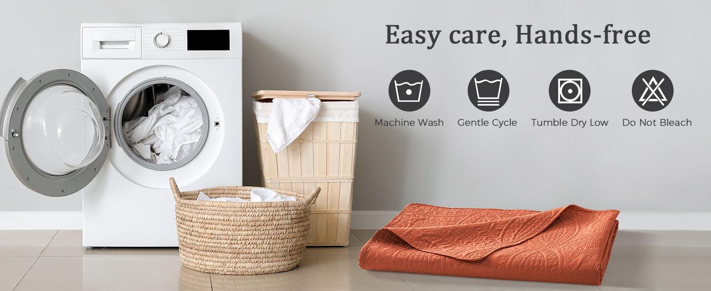 Queen Bedding Set,Burnt Orange Ultrasonic Full/Queen Set,Lightweight Soft Bedspread Coverlet,Style Coin Pattern Bed Cover for All,3 Piece(1,2 Pillow Shams)