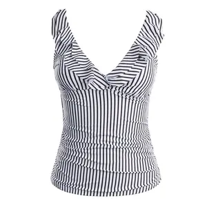 Yonique Women's Tankini Top Only Tummy Control Bathing Suit Top Ruffle Swimsuit Top V Neck Swim Tank Top No Bottom  SwimWeek  summervibes